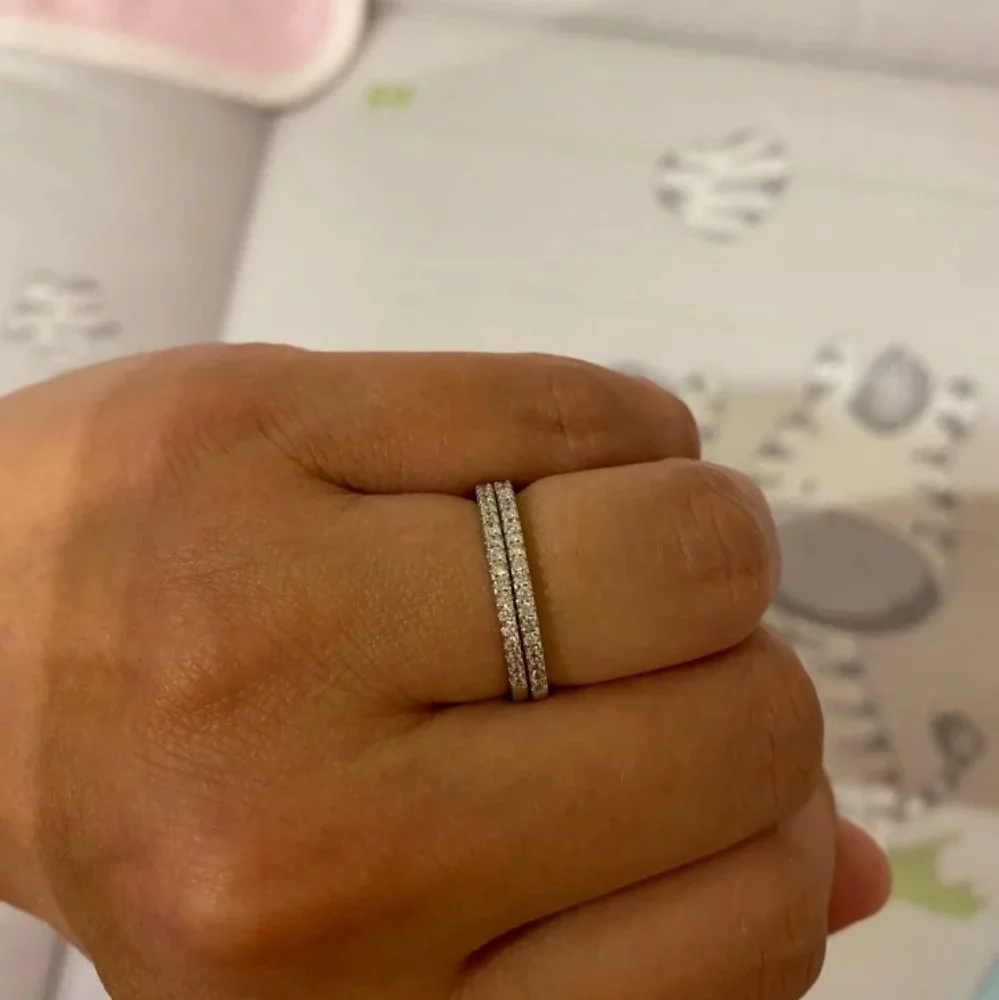 NEW 925‎ Sterling Silver Dainty Sapphire Engagement Wedding Band Ring